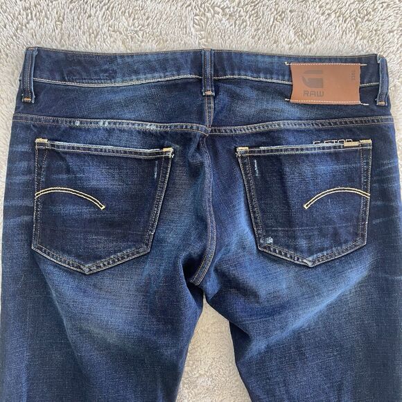 G-Star Raw Men’s 3301 Low Tapered Jeans 36X32 Blue Button Fly 50779-5490-4442 - Picture 6 of 6